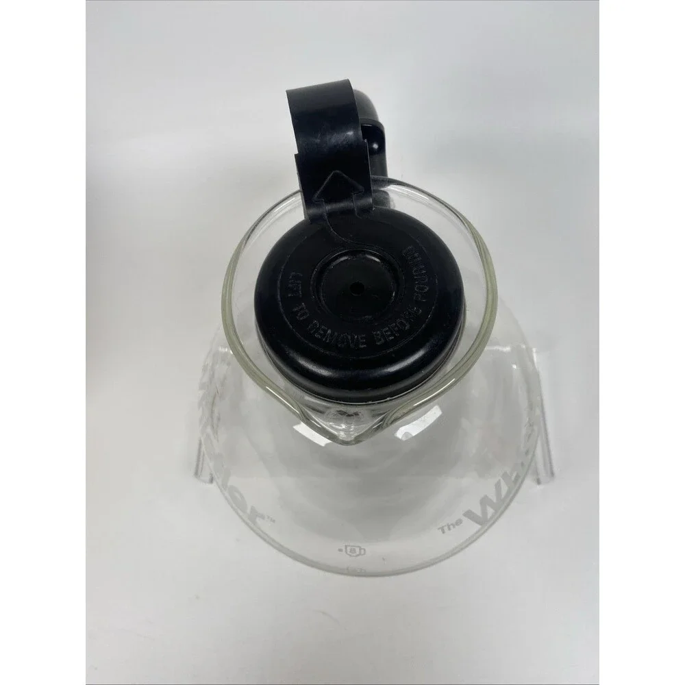 Vintage Gemco The Whistler Glass Coffee Tea Pot  Carafe 10 Cup Black Handle